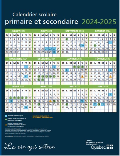 Calendrier 2024-2025